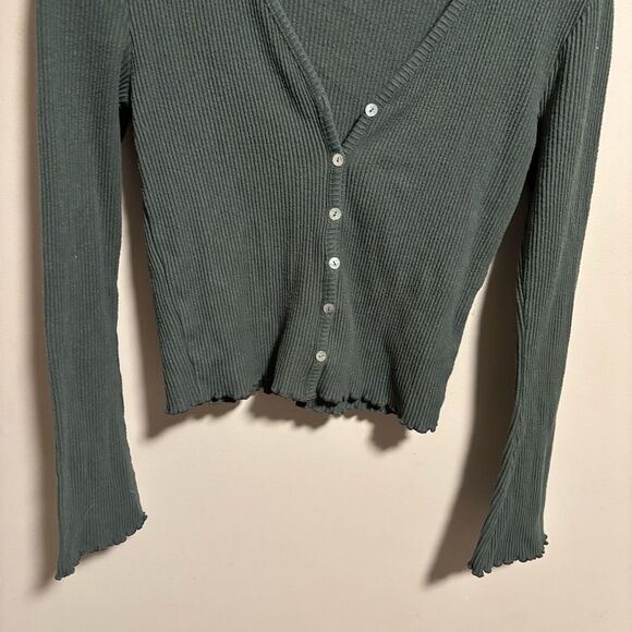 NA-KD Babylock Rib Cardigan in Green- Size XS - Picture 5 of 12